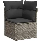 vidaXL 13-delige Loungeset met kussens poly rattan grijs