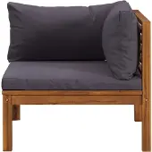 vidaXL 2-delige Loungeset met donkergrijze kussens acaciahout