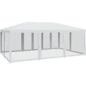 vidaXL Partytent met 10 mesh zijwanden 6x4 m HDPE wit