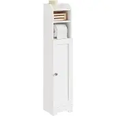 SoBuy Toiletkast met WC-Rolhouder - Wit - 20x100x18 cm