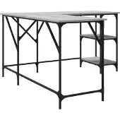 vidaXL Bureau 139x139x75 cm bewerkt hout grijs sonoma eikenkleurig