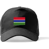 Beechfield Zwarte Pet met Wereldvlaggen, land Gambia klittenbandsluiting