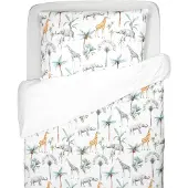 Sevira Kids - Omkeerbare katoensatijn set voor kinderen - Groen 140X150 50X70