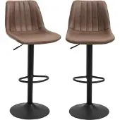HOMCOM barstoel - schuimrubber - microvezeldoek - staal - hout - bruin