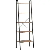 vidaXL Ladderrek met 5 schappen 56x35x174 cm donkerbruin en zwart