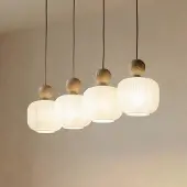 TK Lighting Glazen hanglamp Ballo, dimbaar, crème / amber, Woon-/ Eetkamer, Glas, hanglamp