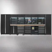 Datona Werkplaatsinrichting PREMIUM met eiken werkblad 500 cm breed - Zwart