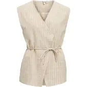 Object Gilet 'OBJPAULA YUI' donkerbeige / wit