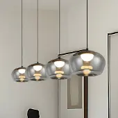 VIOKEF Hanglamp Nadia, alu / grijs / zink, Woon-/ Eetkamer, Glas, hanglamp