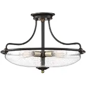 QUOIZEL LED Plafondlamp Griffin | 4X E27 Max 60W | Dimbaar | Palladian Bronze with Weathered Brass Accents