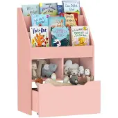 HOMCOM kinderboekenkast - MDF, Nylon - 60L x 29,9B x 90H cm - roze