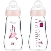 Mam Feel Good Glass Babyfles Roze 0+ Mnd 260 Ml