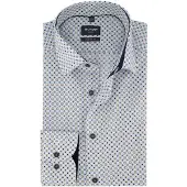 Olymp Modern Fit wit overhemd beige blauw patroon