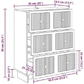 vidaXL Ladekast 66 x 34,5 x 90 cm Bewerkt hout Zwart