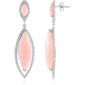 Cavill - Zilveren Oorbellen 925 Sterling Zilver Platina - Roze Peruaanse Opaal Marquise 20,18 ct - Sprankelende Zirkonen - Elegant