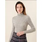 Big Dart Gestructureerde Turtleneck Aansluitende Trui