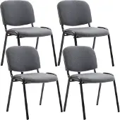 CLP Set van 4 gaststoelen, bekleed met stof, stapelbaar en met een modern design, kleur grijs