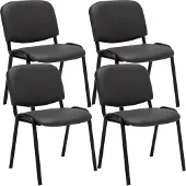 CLP Ken 4-delige set bezoekersstoelen - Kunstleer zwart