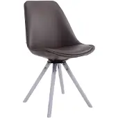 CLP bezoekersstoel Calais, ronddraaibaar, met ronde houten poten, bruin frame, witte bekleding