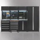 Datona Werkplaatsinrichting PREMIUM met RVS werkblad 300 cm breed - Zwart