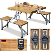 Casaria Deuba Picknicktafel Campingtafel - opvouwbaar voor 4 personen - hout en aluminium