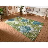 Home Collection Vloerkleed Tropical Leaves Rechthoekig - Turkooisgroen