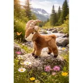 Semo Pluche Steenbok - knuffeldier - bruin - 18 cm - bergdieren knuffel