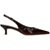 Manfield - Dames - Bruine lakleren slingbacks - Maat 38