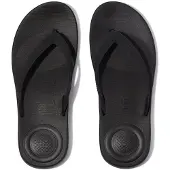 FitFlop Men Iqushion Mens Textured-Strap Flip-Flops All Black-Schoenmaat 42