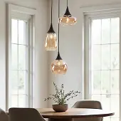 LumenXL Moderne hanglamp met amber glas, 3-lichts - Loua