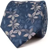 Tresanti stropdas donkerblauw bloemen print zijde