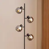 LumenXL Zwarte staande lamp met smoke grijs glas en spiegeleffect, 4-lichts - Jesse