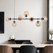 LumenXL Design hanglamp zwart frame en amber glazen bollen - Hepta