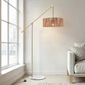 LumenXL Verstelbare vloerlamp met natuurlijke kap - Bask