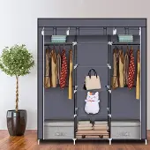 Songmics Kledingkast XXL Grijs - Opvouwbare Kledingkast- Kledingkast stof - B150xD45xH175 cm