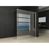 Saqu Wide inloopdouche met chroom muurprofiel 160x200cm Nanoglas