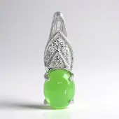 Cavill - Zilveren Hanger - 925 Sterling Zilver - Keizerlijk Chrysopraas 0.95ct - Witte Topaas 0.08ct - Elegante Ovale Cabochon