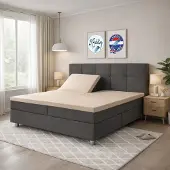 24-Bedding Splittopper Hoeslaken 160x220 cm Beige - 100% Percaline Katoen - Verkoelend Splittopper Hoeslaken
