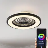 LumenXL Slimme zwarte plafondventilator incl. afstandsbediening, TUYA Wifi app en RGB functie - Starry