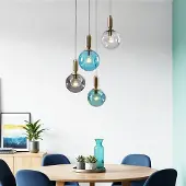 LumenXL 4-lichts hanglamp Kevin met golvend glas