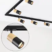 LumenXL 1-fase railsysteem set van 3 meter met Linn spots, zwart met eiken