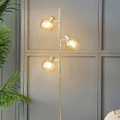 LumenXL Staande lamp goud met amber glas, 3-lichts - Jesse