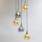 LumenXL Hanglamp 5-lichts met smoke en amber glas - Lyana