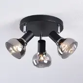 LumenXL Moderne mat zwarte plafondspot met smoke grijs glas 3-lichts - Atlanta
