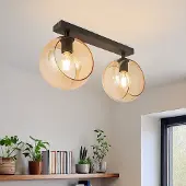 LumenXL Plafondlamp met rond amber glas, 2-lichts - Orbitique