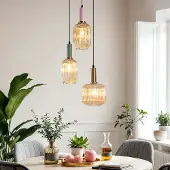 LumenXL 3-lichts hanglamp met geribbeld glas - Amelia