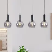 LumenXL Zwarte hanglamp Imke met smoke glas, 4-lichts