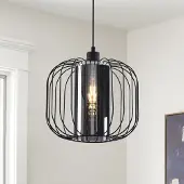 LumenXL Zwarte hanglamp Dila met rookglas