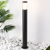 LumenXL Staande buitenlamp zwart met melkwitte kap, 76 cm - Leandre
