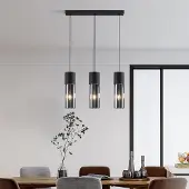 LumenXL Zwarte hanglamp met 3-lichts en smoke glas - Esila
